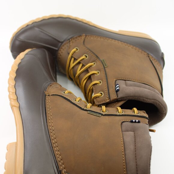 Nautica NWOT Men Rubber Boots SZ 11M Brown Padded Fleece Lined Lace Up Winter - Picture 5 of 11